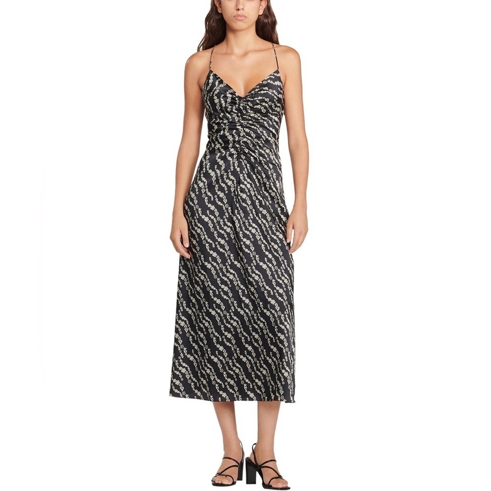 Sandro Long Dress With Narrow Straps Heart Star Flower Chain New Size 34 US 0 XS